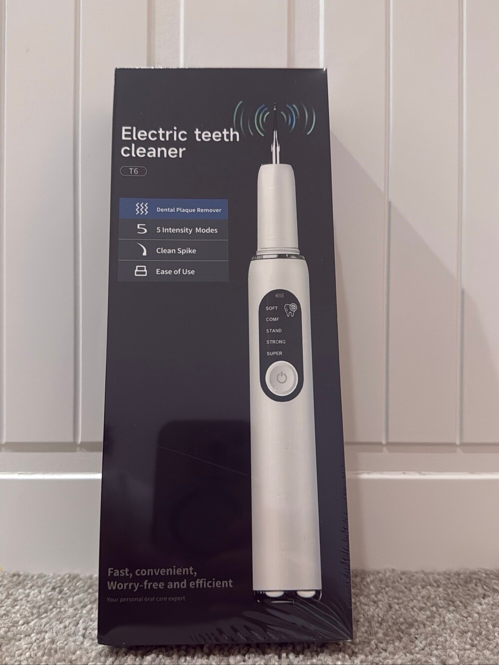 T6 Sonic Electric Teeth Cleaner Rechargeable White 5 Intensity Modes